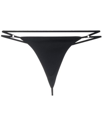 ANDREADAMO Logo-print Strap Ribbed Thongs - Black