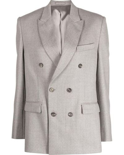 Wardrobe NYC Blazer con solapas de muesca y doble botonadura - Gris