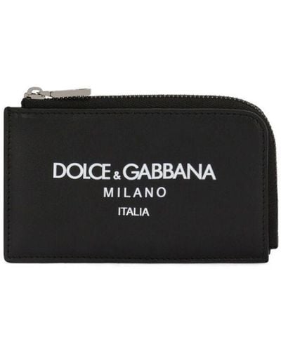 Dolce & Gabbana Portefeuille zippé à logo imprimé - Noir