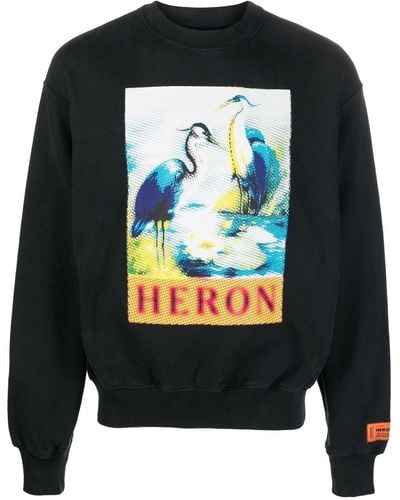 Heron Preston Heron Halftone-print Crewneck Sweatshirt - Black