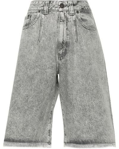 VAQUERA Lace-up Detail Denim Shorts - Gray