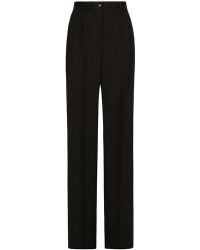 Dolce & Gabbana Gabardine Wide-leg Pants - Black