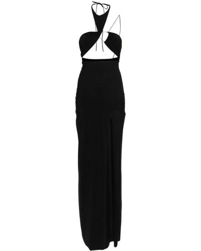 Amazuìn Lohan Asymmetric Maxi Dress - Black