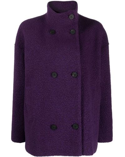 Harris Wharf London Double-breasted Shearling Jacket - Purple