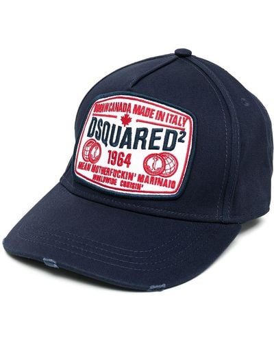 DSquared² Logo-patch Distressed Baseball Cap - Blue