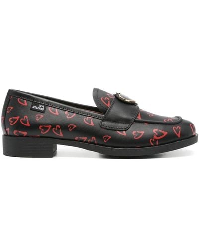 Love Moschino Logo-appliqué Leather Loafers - Black