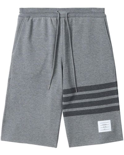 Thom Browne Cotton Striped Track Shorts - Grey