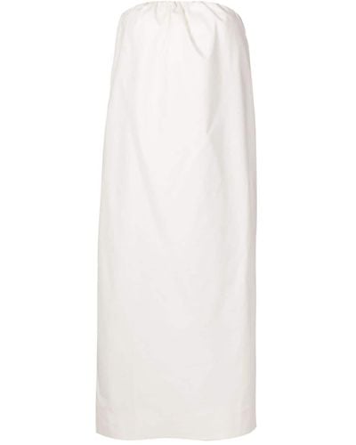 Adriana Degreas Robe mi-longue en coton à épaules dénudées - Blanc