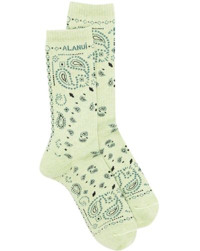 Alanui Bandana Logo-embroidered Ribbed-knit Socks - Green