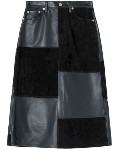 RE/DONE Mid-rise Leather Patchwork Skirt - Black