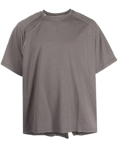 HELIOT EMIL T-Shirt mit Reißverschlussdetail - Grau