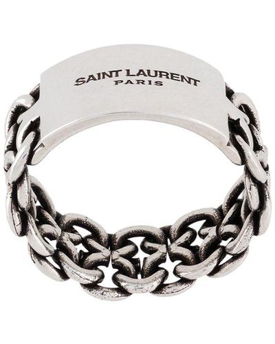 Saint Laurent Engraved Chain-detail Ring - Metallic