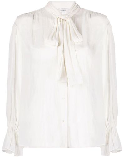 Sandro Pussy-bow Collar Blouse - White
