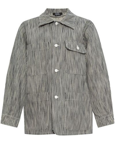 A.P.C. Striped Button-up Shirt Jacket - Gray