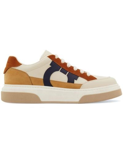Ferragamo Gancini Leather Sneakers - Brown
