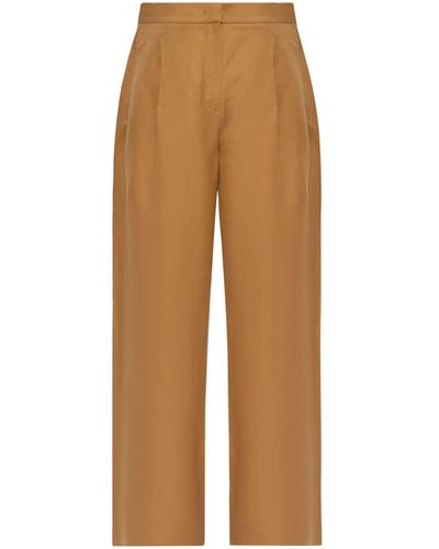 Max Mara Concealed-fastening Linen-blend Pants - Brown
