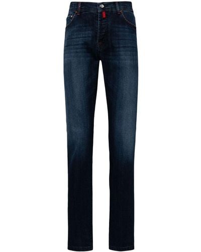 Kiton Straight-Leg-Jeans mit Logo-Stickerei - Blau