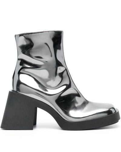 Justine Clenquet Milla 80mm Metallic Ankle Boots - Grey
