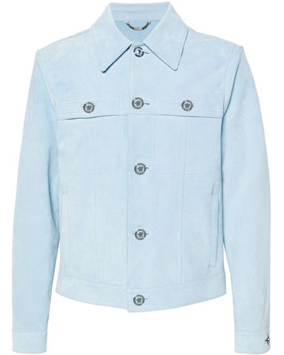 Versace スプレッドカラー スエードジャケット - ブルー