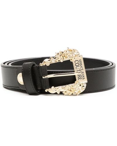 Versace Cinturón con hebilla del logo grabada - Negro
