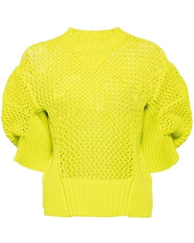 Sacai Draped-sleeves Sweater - Yellow