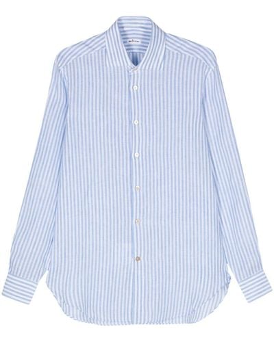 Kiton Striped Linen Shirt - Blue