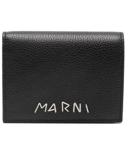 Marni Logo-embroidered Leather Wallet - Black