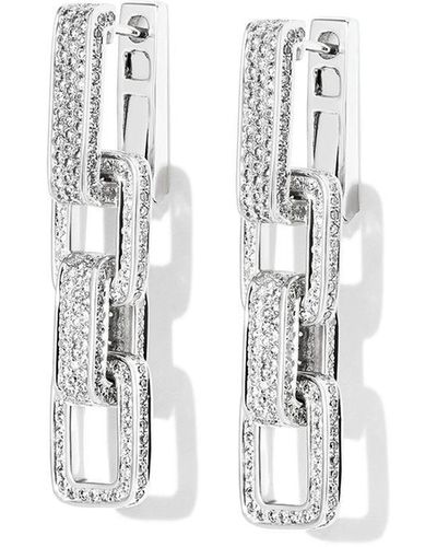 SHAY 18kt White Gold Triple Deco Link Diamond Earrings