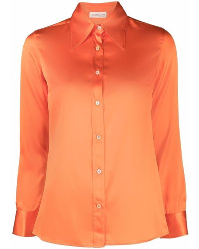Blanca Vita Long-sleeved Silk Shirt - Orange