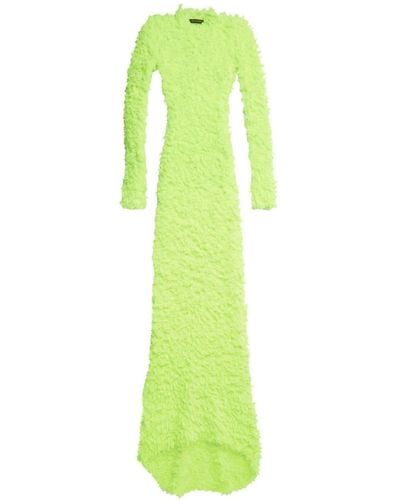 Balenciaga Feather-detail Maxi Dress - Green