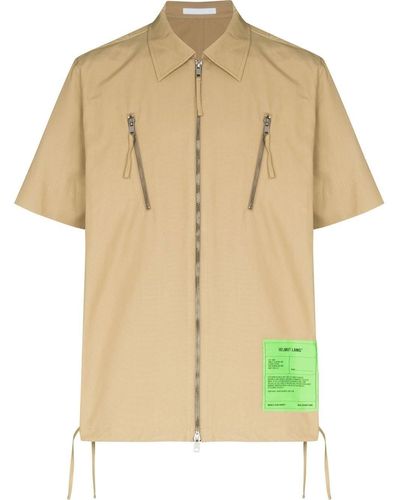 Helmut Lang Logo-patch Zip-fastening Shirt - Natural