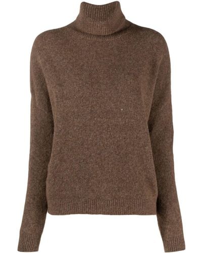 Transit Mélange-effect Roll-neck Sweater - Brown