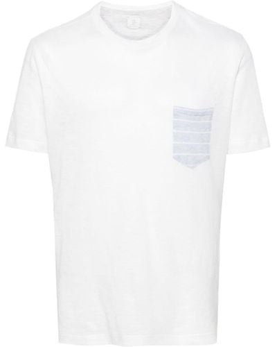 Eleventy Contrasting-pocket Linen Blend T-shirt - White