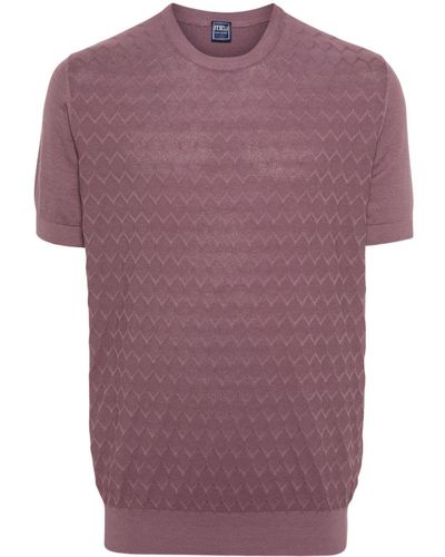 Fedeli Geometric-pattern Knitted T-shirt - Purple