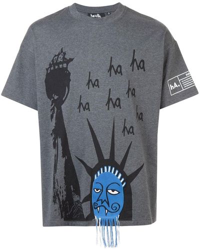 Haculla Ha Ha Liberty T -shirt Met Hangende Schouders - Grijs