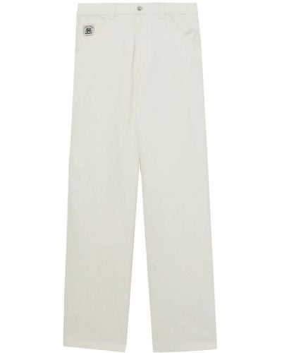 Bode Knolly Brook Cotton-herringbone Straight-leg Trousers - White