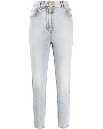 Balmain Slim-Fit-Jeans mit hohem Bund - Grau