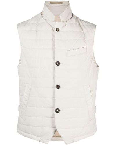 Eleventy Quilted Padded Gilet - White