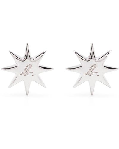 agnès b. Logo-engraved Star Earrings - White