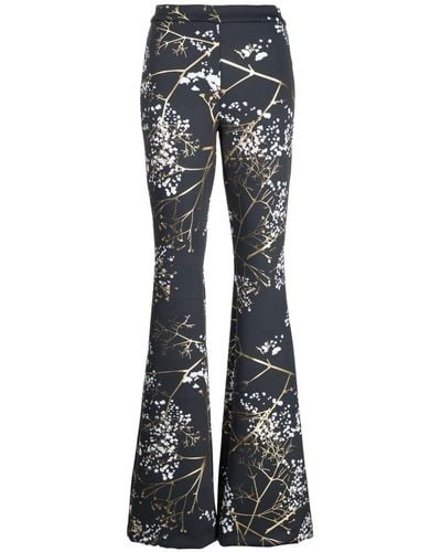 Cynthia Rowley Floral-print Flared Trousers - Blue
