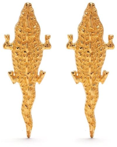 Natia X Lako Crocodile Earrings - Metallic