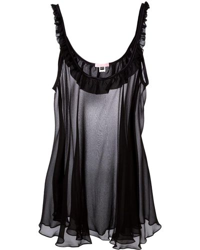 Gilda & Pearl Bardot Sheer Slip Dress - Black