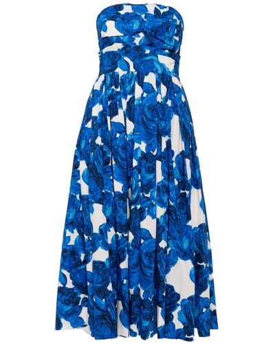 Cara Cara Floral-print Cotton Midi Dress - ブルー