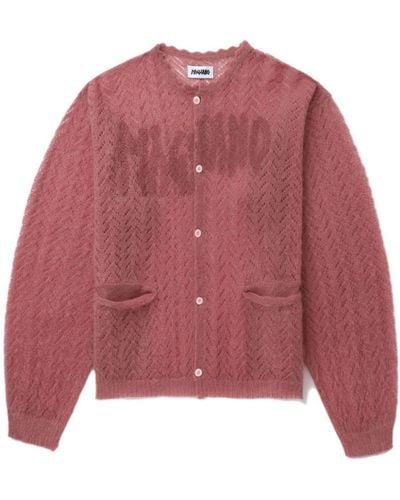 Magliano Logo-print Pointelle-knit Cardigan - Red