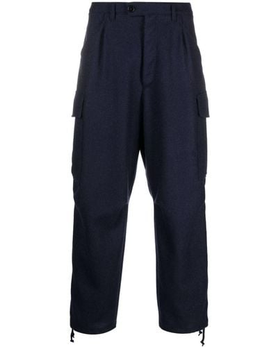 Mackintosh Cropped Wool Cargo Trousers - Blue