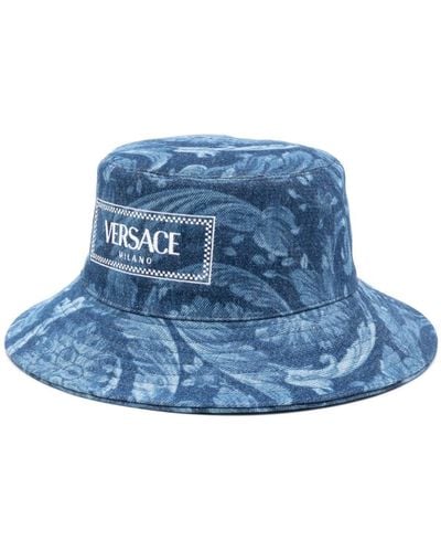 Versace Cappello bucket denim - Blu