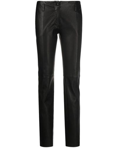 Forte Forte Slim-cut Leather Trousers - Black
