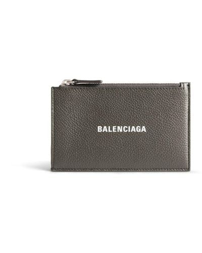 Balenciaga Portefeuille en cuir à logo imprimé - Gris