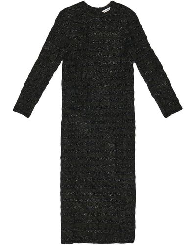 Balenciaga Metallic-woven Wool Midi Dress - Black
