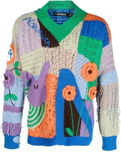 NAHMIAS Nah Poetry Crochet-knit Sweater - Blue